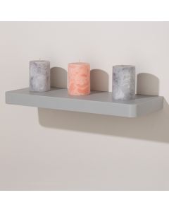 Arran Large Wooden Floating Wall Shelf In Light Grey