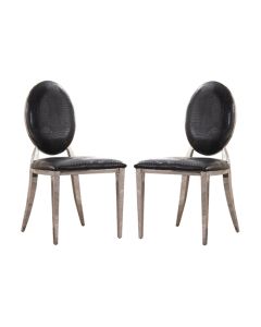 Arriana Black PU Dining Chair In Pair With Stainless Steel Legs