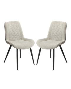 Belfast Diamond Stitch Light Grey Cord Fabric Dining Chairs In Pair