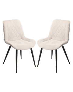 Belfast Diamond Stitch Natural Fabric Dining Chairs In Pair