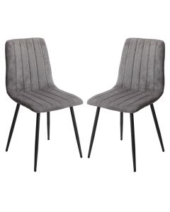 Belfast Straight Stitch Grey Fabric Dining Chairs In Pair