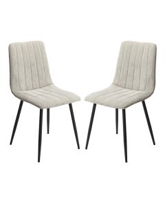 Belfast Straight Stitch Light Grey Cord Fabric Dining Chairs In Pair