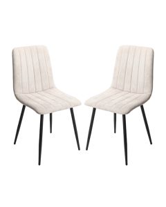 Belfast Straight Stitch Natural Fabric Dining Chairs In Pair