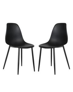 Aspen Black Plastic Curve Dining Chairs In Pair