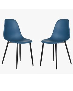 Berlin Curve Blue Plastic Seat Dining Chairs In Pair