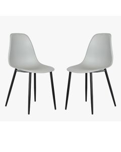 Berlin Curve Light Grey Plastic Seat Dining Chairs In Pair