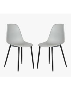 Aspen Light Grey Plastic Curve Dining Chairs In Pair