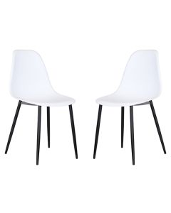 Berlin Curve White Plastic Seat Dining Chairs In Pair
