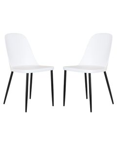 Berlin Duo White Plastic Seat Dining Chairs In Pair