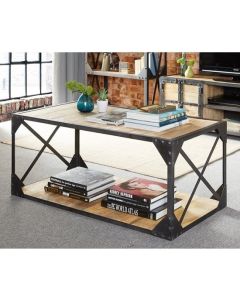 Ascot Coffee Table In Reclaimed Wood And Black Metal Frame