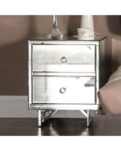 Ashbourne Mirrored Bedside Cabinet With 2 Drawers