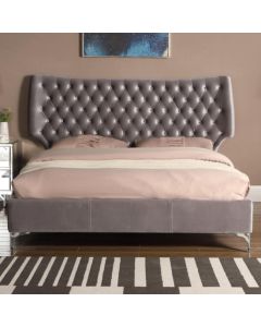 Ashbourne Velvet Double Bed In Grey