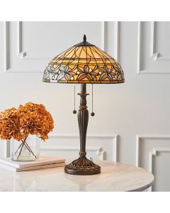 Ashtead Medium Tiffany Glass Table Lamp In Dark Bronze
