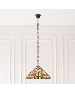 Ashton Medium Tiffany Glass Flush Ceiling Light In Dark Bronze