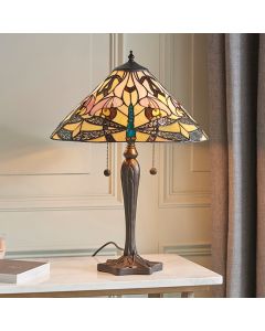 Ashton Medium Tiffany Glass Table Lamp In Dark Bronze