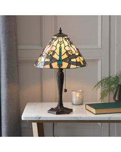 Ashton Small Tiffany Glass Table Lamp In Dark Bronze