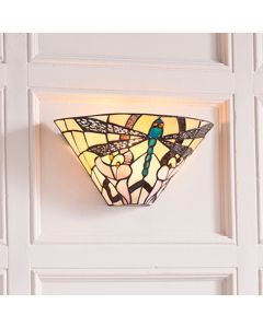 Ashton Tiffany Glass Wall Light In Matt Black