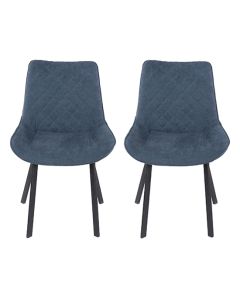 Aspen Blue Fabric Dining Chairs With Black Legs In Pair