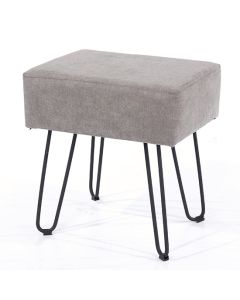 Aspen Fabric Rectangular Stool In Grey With Black Metal Legs