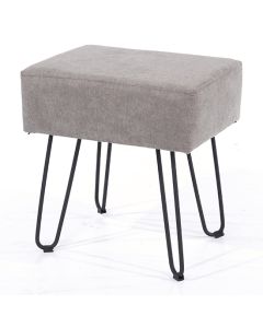 Aspen Faux Leather Rectangular Stool In Grey With Black Metal Legs