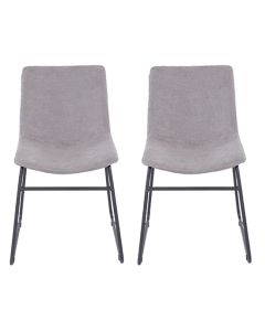 Aspen Grey Fabric Dining Chairs With Black Legs In Pair