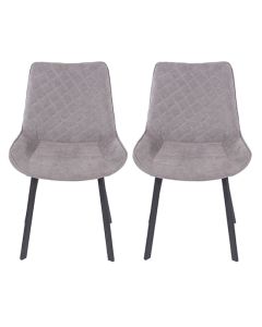 Aspen Grey Fabric Dining Chairs With Black Metal Legs In Pair