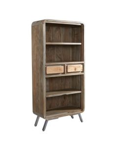 Aspen Large Wooden 2 Drawers Bookcase In Reclaimed Wood