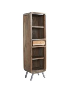 Aspen Narrow Wooden 1 Drawer Bookcase In Reclaimed Wood