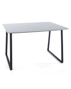 Aspen Rectangular Dining Table In Grey High Gloss With Metal Legs