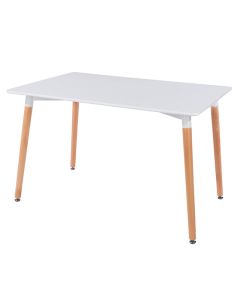 Aspen Rectangular Dining Table In White With Oak Wooden Legs