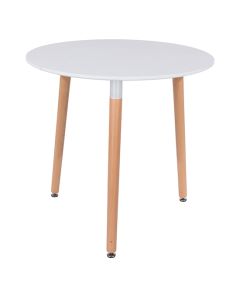 Aspen Round Dining Table In White With Oak Wooden Legs