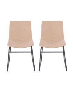 Aspen Sand Fabric Dining Chairs With Black Legs In Pair