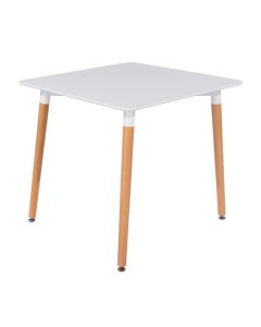 Aspen Square Dining Table In White With Oak Wooden Legs