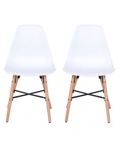 Aspen White Plastic Dining Chairs With Metal Cross Rails In Pair