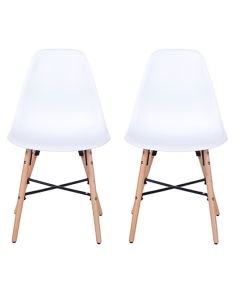 Aspen White Plastic Dining Chairs With Metal Cross Rails In Pair