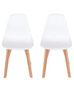 Aspen White Plastic Dining Chairs With Wood Legs In Pair