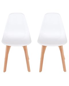 Aspen White Plastic Dining Chairs With Wood Legs In Pair