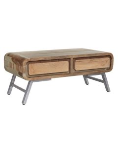 Aspen Wooden 2 Drawers Coffee Table In Reclaimed Wood