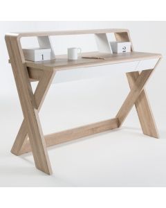 Aspen Wooden Computer Desk In Light Oak With Central Drawer