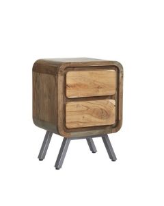 Aspen Wooden Lamp Table In Reclaimed Wood With 2 Drawers
