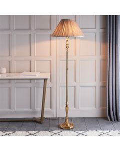 Asquith Floor Lamp In Solid Brass With Beige Shade