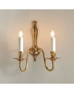 Asquith Twin Wall Light In Solid Brass And Gloss Ivory Paint