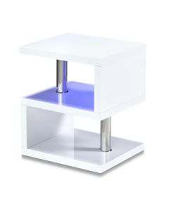 Astana LED Occasional Lamp Table In White High Gloss