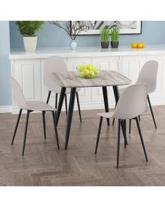 Craven Square Grey Oak Effect Dining Table With 4 Berlin Curve Calico Chairs
