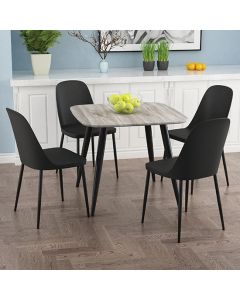 Craven Square Grey Oak Effect Dining Table With 4 Berlin Duo Black Chairs