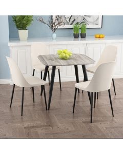 Craven Square Grey Oak Effect Dining Table With 4 Berlin Duo Calico Chairs