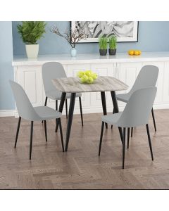 Craven Square Grey Oak Effect Dining Table With 4 Berlin Duo Light Grey Chairs