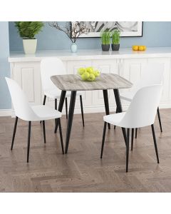 Craven Square Grey Oak Effect Dining Table With 4 Berlin Duo White Chairs