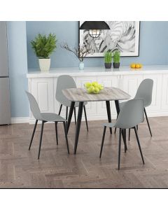 Aspen Grey Oak Square Dining Table With 4 Grey Curve Plastic Chairs