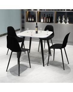 Craven Square White Dining Table With 4 Berlin Curve Black Chairs